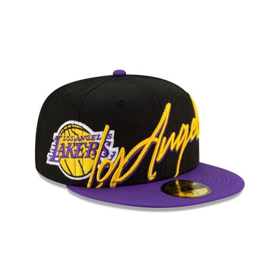 Sapca New Era Los Angeles Lakers NBA Cursive 59FIFTY Fitted - Negrii